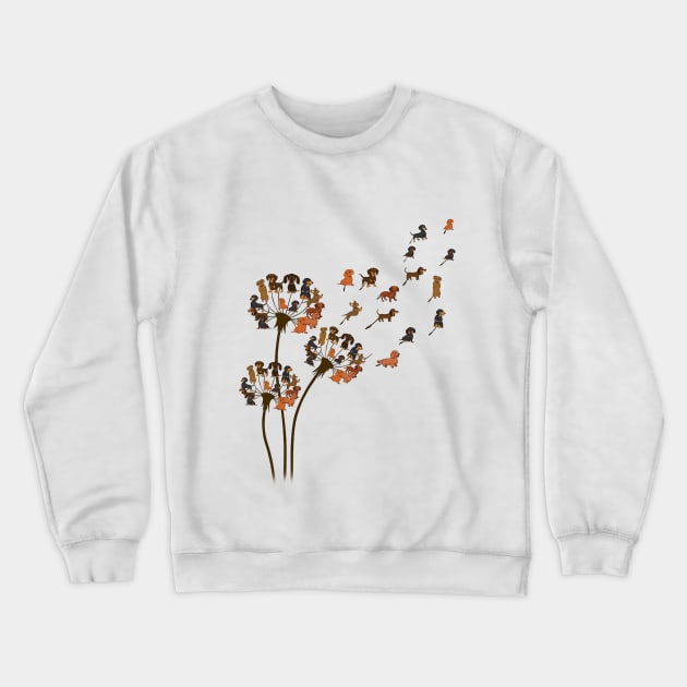 Dandelion Dachshund Flower Cute Dog Crewneck Sweatshirt by Hsieh Claretta Art